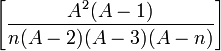  \left[\frac{A^2(A-1)}{n(A-2)(A-3)(A-n)}\right]
