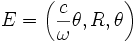 E=\left(\frac{c}{\omega}\theta,R,\theta\right)