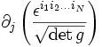 \partial_j \left(\frac{\epsilon^{i_1 i_2 \ldots i_N}}{\sqrt{\det{g}}}\right)