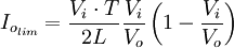 I_{o_{lim}}=\frac{V_i\cdot T}{2L}\frac{V_i}{V_o}\left(1-\frac{V_i}{V_o}\right)
