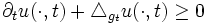 \partial_t u(\cdot,t) + \triangle_{g_t} u(\cdot,t) \geq 0