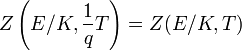 Z \left( E/K, {1\over q}T \right)=Z(E/K, T)