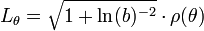 L_{\theta} = \sqrt { 1 + \ln (b)^{-2}} \cdot \rho(\theta)