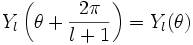 Y_l \left (\theta + \frac{2 \pi}{l+1}\right ) = Y_l (\theta)