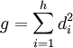 g = \sum_{i=1}^h d_i^2 \;
