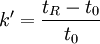k' = \frac{t_R - t_0}{t_0}