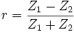 r = \frac{Z_1 - Z_2}{Z_1 + Z_2}