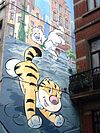 Comic wall Billy the cat by Stéphane Colman and Stephen Desberg. Brussels.jpg