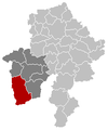 Situation de la ville au sein del'arrondissement de Philippeville et de la province de Namur