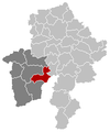 Situation de la commune dans l'arrondissement de Philippeville et la province de Namur