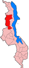 Localisation du district de Mzimba (en rouge) à l'intérieur du Malawi