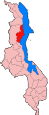 Localisation du district de Nkhata Bay (en rouge) à l'intérieur du Malawi