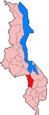 Localisation du district de Ntcheu (en rouge) à l'intérieur du Malawi
