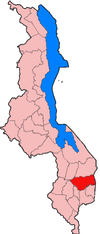 Localisation du district de Zomba (en rouge) à l'intérieur du Malawi