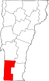 Map of Vermont highlighting Bennington County.svg