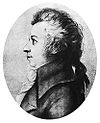 Mozart en 1789. Portrait exécuté à la pointe d'argent par Doris Stock (76 x 62 mm). Cette représentation de Mozart est l'une des rares qui lui ressemble vraiment.