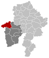 Situation de la ville dans l'arrondissement de Philippeville et la province de Namur
