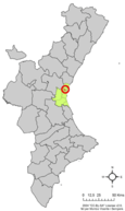 Localisation de Foios province de Valence en Espagne et dans la Communauté valencienne