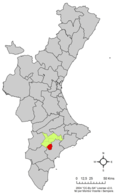 Localisation de Castalla province d'Alicante en Espagne et dans la Communauté valencienne