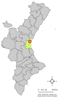 Localisation de Vinalesa province de Valence en Espagne et dans la Communauté valencienne