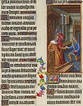 David sur son trône donne à Urie une lettre dans un intérieur du XVe siècle