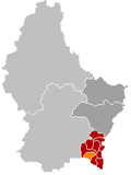 Localisation de Mondorf-les-Bains dans le Luxembourg