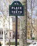 Plaque de rue de la place de Tokyo