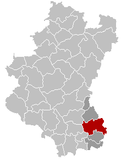 Situation de la ville au sein del'arrondissement d'Arlon et dela province de Luxembourg
