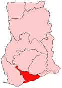 Localisation de la Région du centre au Ghana