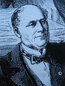 Eugène Chevandier de Valdrome, gravure bleutée portrait en mis buste, front dégarni, cravate et gilet, regardant vers la droite.