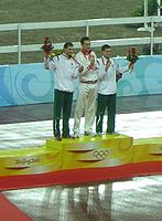 2008 Olympic Modern pentathlon men - medal ceremony.JPG