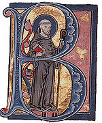 Lettrine du XIIe siècle représentant Bernard de Clairvaux.