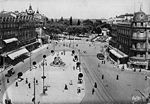 Chemins de fer de l'Hérault - Montpellier Place de la Comédie et gare de l'Esplanade 1949.jpg