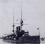 HMS Zealandia (ex-New Zealand) (1904) at Portland 1911.jpg