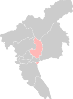 Localisation du district de Luogang dans la préfecture de Guangzhou (en rose)