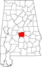 Localisation du comté d'Autauga (en rouge) dans l'Alabama