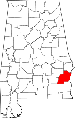 Localisation du comté de Barbour (en rouge) dans l'Alabama