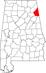 Localisation du comté de Cherokee (en rouge) dans l'Alabama