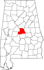Localisation du comté de Chilton (en rouge) dans l'Alabama