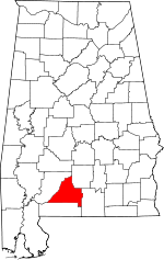 Localisation du comté de Conecuh (en rouge) dans l'Alabama