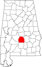 Localisation du comté de Lowndes (en rouge) dans l'Alabama