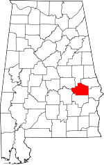 Localisation du comté de Macon (en rouge) dans l'Alabama