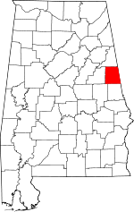 Localisation du comté de Randolph (en rouge) dans l'Alabama