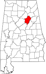 Localisation du comté de St. Clair (en rouge) dans l'Alabama