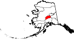 Carte situant le borough de Denali (en rouge) dans l'État d'Alaska