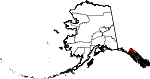 Carte situant le borough de Haines (en rouge) dans l'État d'Alaska