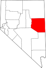 Carte situant le comté de White Pine (en rouge) dans l'État du Nevada