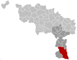 Situation de la ville dans l'arrondissement de Thuin et la province de Hainaut