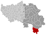 Situation de la commune au sein de l'arrondissement de Verviers et de la province de Liège