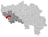 Situation de la ville dans l'arrondissement de Huy et la province de Liège